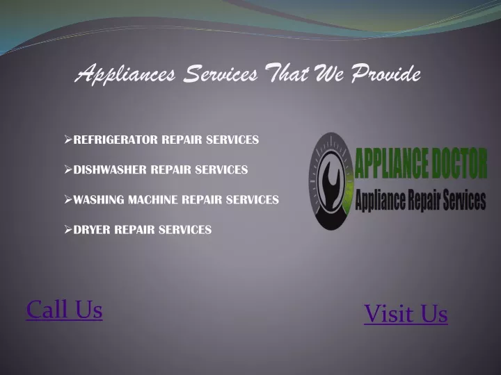 appliances services t hat w e p rovide