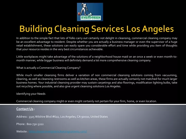 building cleaning services los angeles