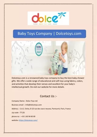 Baby Toys Company | Dolcetoys.com