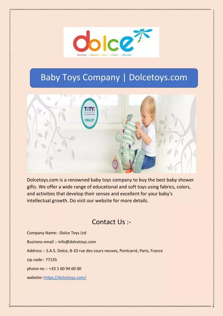 baby toys company dolcetoys com