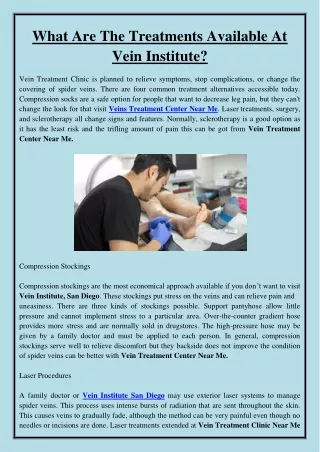 what are the treatments available at vein