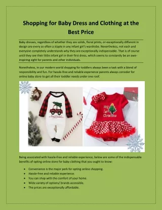 Shopping for Baby Dress and Clothing at the Best Price