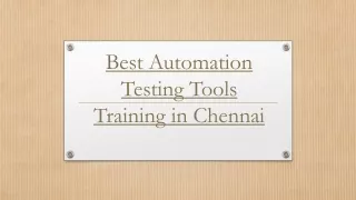 best automation testing tools training in chennai