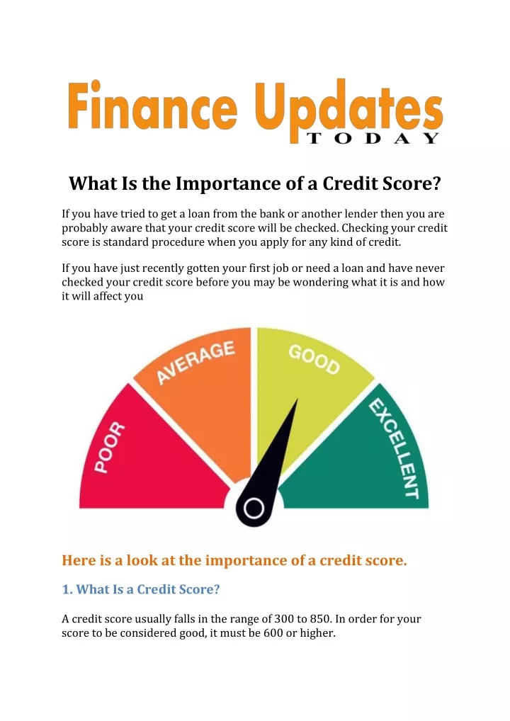 what is the importance of a credit score