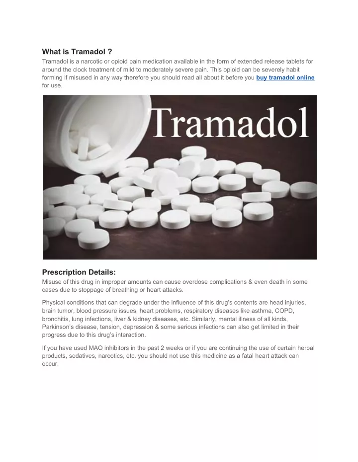 what is tramadol tramadol is a narcotic or opioid