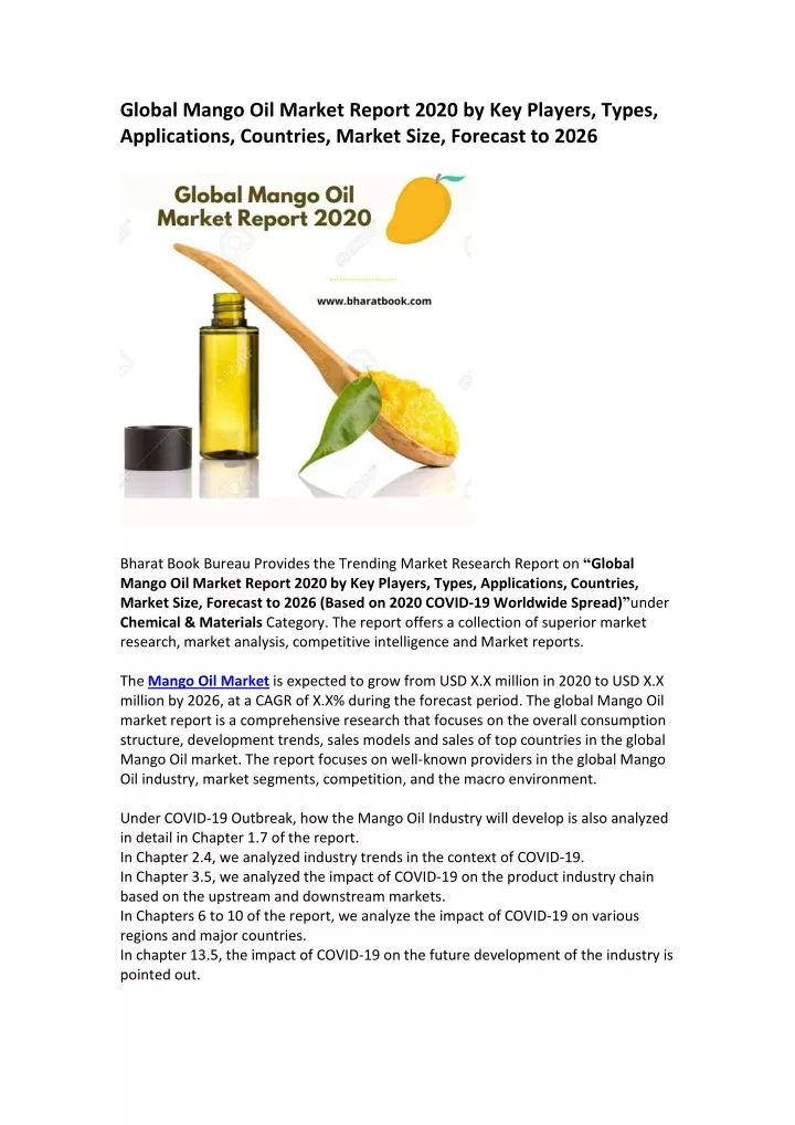 global mango oil market report 2020
