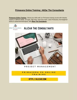 Primavera Online Training | AliZar The Consultants