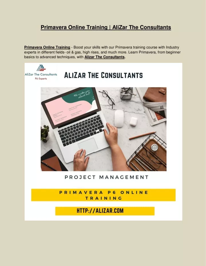 primavera online training alizar the consultants