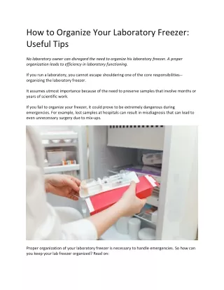 How to Organize Your Laboratory Freezer: Useful Tips
