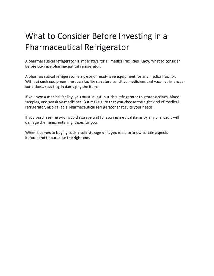 what to consider before investing