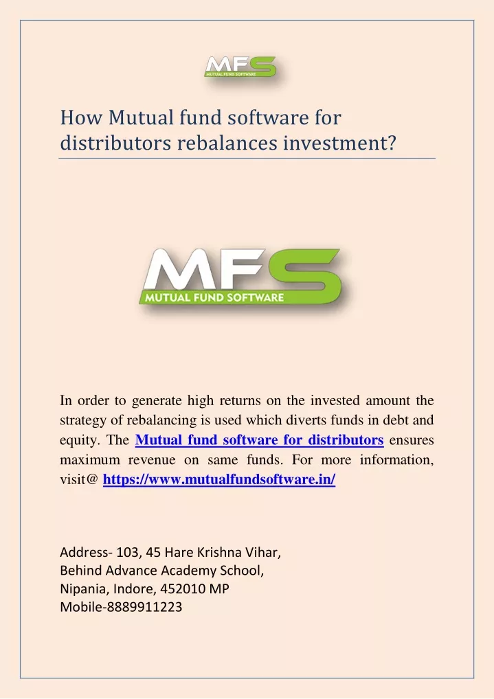 how mutual fund software for distributors