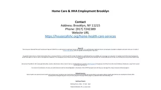 Home Care & HHA Employment Brooklyn