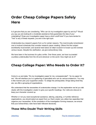 Cheap college paper