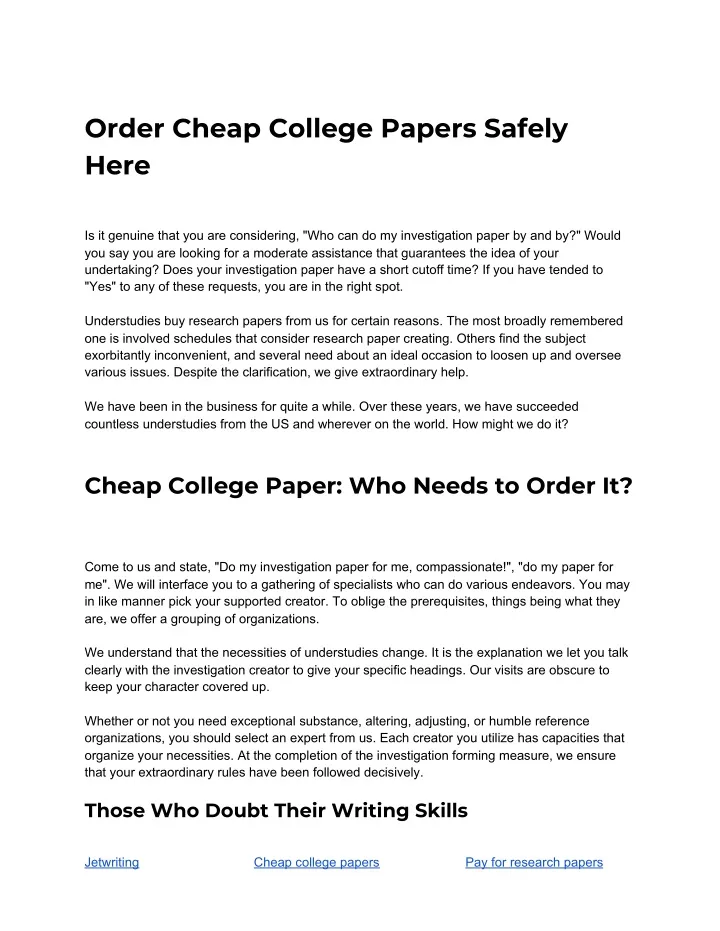 order cheap college papers safely here