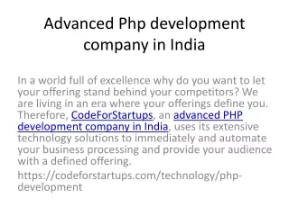advanced php development company in india