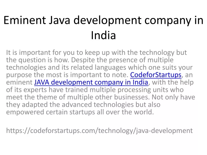 eminent java development company in india