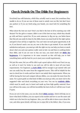 check details on the dildo for beginners