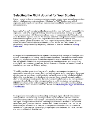 selecting the right journal for your studies