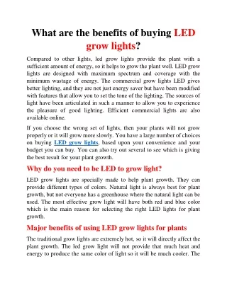 What are the benefits of buying LED grow lights?