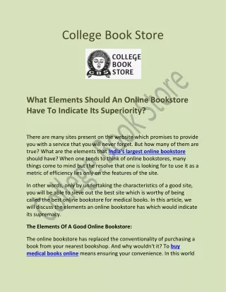 What Elements Should An Online Bookstore Have To Indicate Its Superiority?