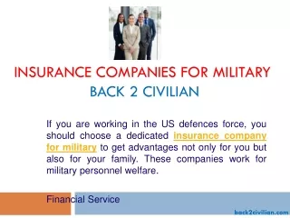 Insurance Companies for Military - Back 2 Civilian