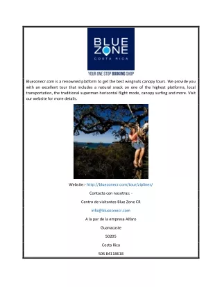 Wingnuts Canopy Tours | Bluezonecr.com