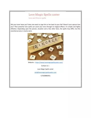 Effective Reconciliation Spell USA | Love Magic Spells Caster