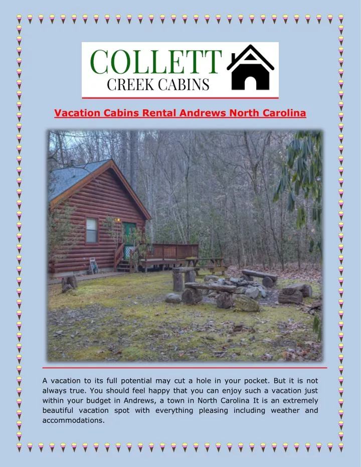 vacation cabins rental andrews north carolina