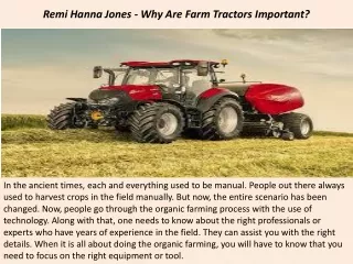 Remi Hanna Jones - Why Are Farm Tractors Important?