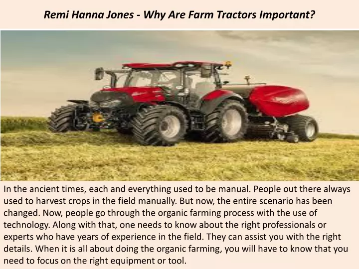 remi hanna jones why are farm tractors important