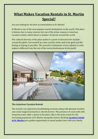 What Makes Vacation Rentals in St. Martin Special?