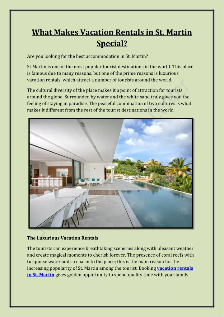 what makes vacation rentals in st martin special