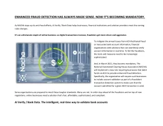 enhanced fraud detection has always made sense