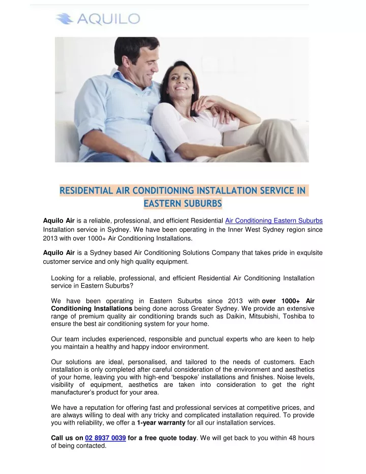 residential air conditioning installation service