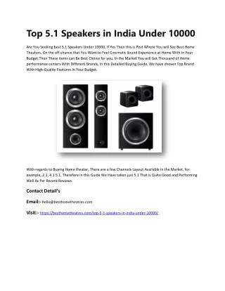 Top 5.1 Speakers in India Under 10000