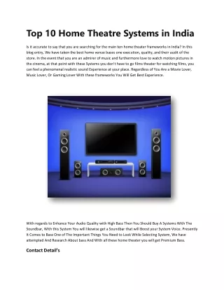 top 10 home theatre systems in india