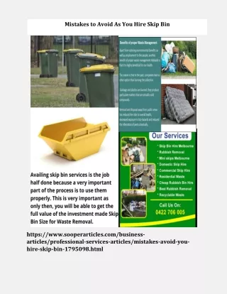 mistakes to avoid as you hire skip bin