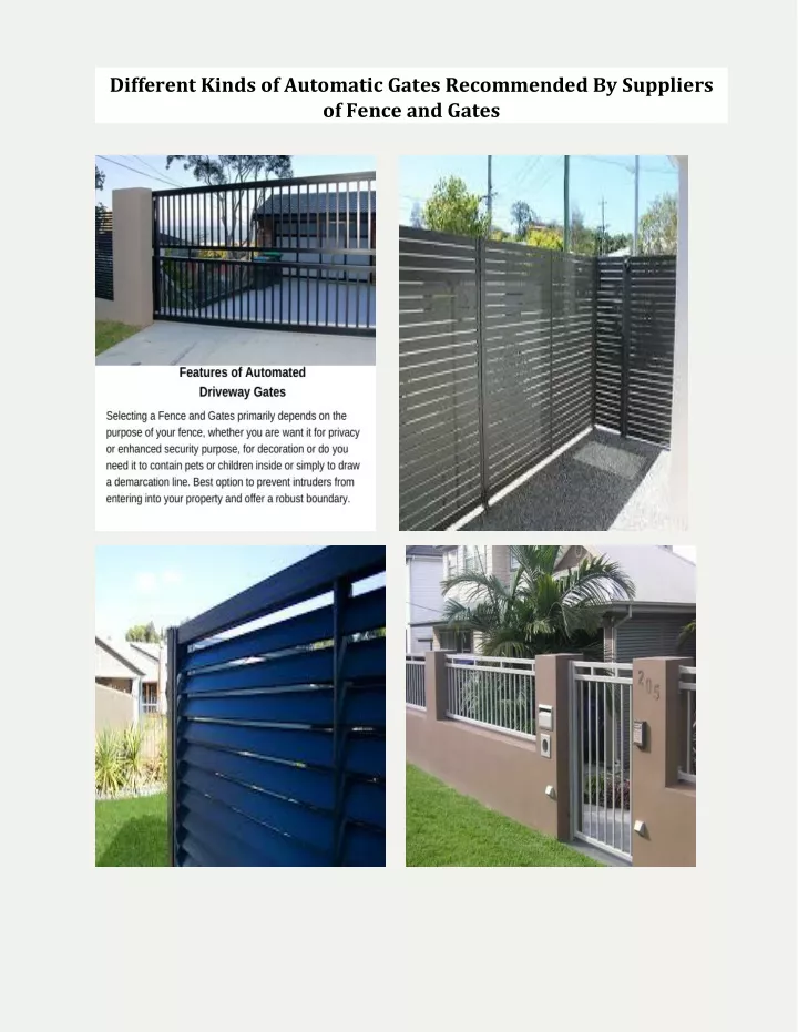 different kinds of automatic gates recommended
