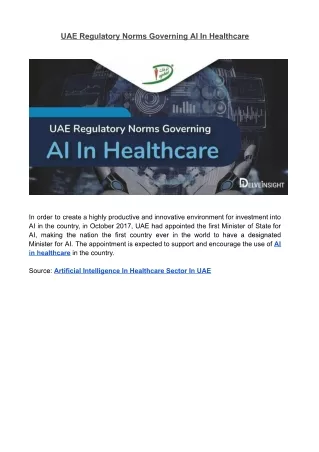 UAE Regulatory Norms Governing AI In Healthcare