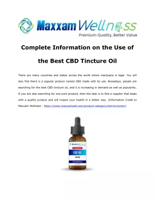 Complete Information on the Use of the Best CBD Tincture Oil