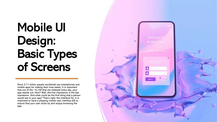 mobile ui design basic types of screens