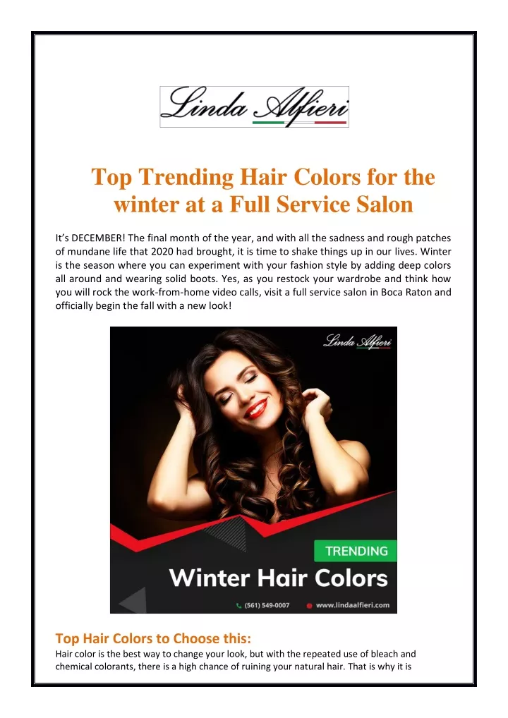 top trending hair colors for the winter at a full