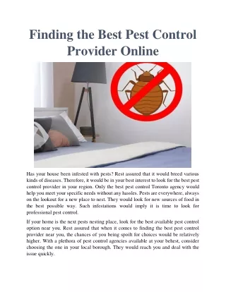 finding the best pest control provider online