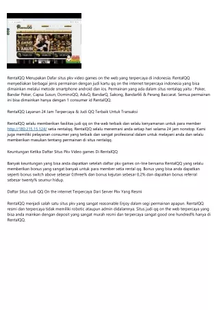 RentalQQ Daftar Situs Pkv Games Poker On the internet Terpercaya Indonesia