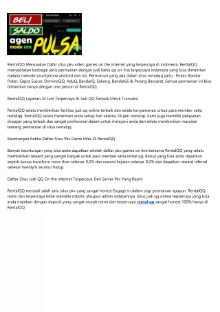 RentalQQ Daftar Situs Pkv Game titles Poker On-line Terpercaya Indonesia