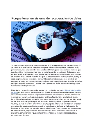 porque tener un sistema de recuperaci n de datos