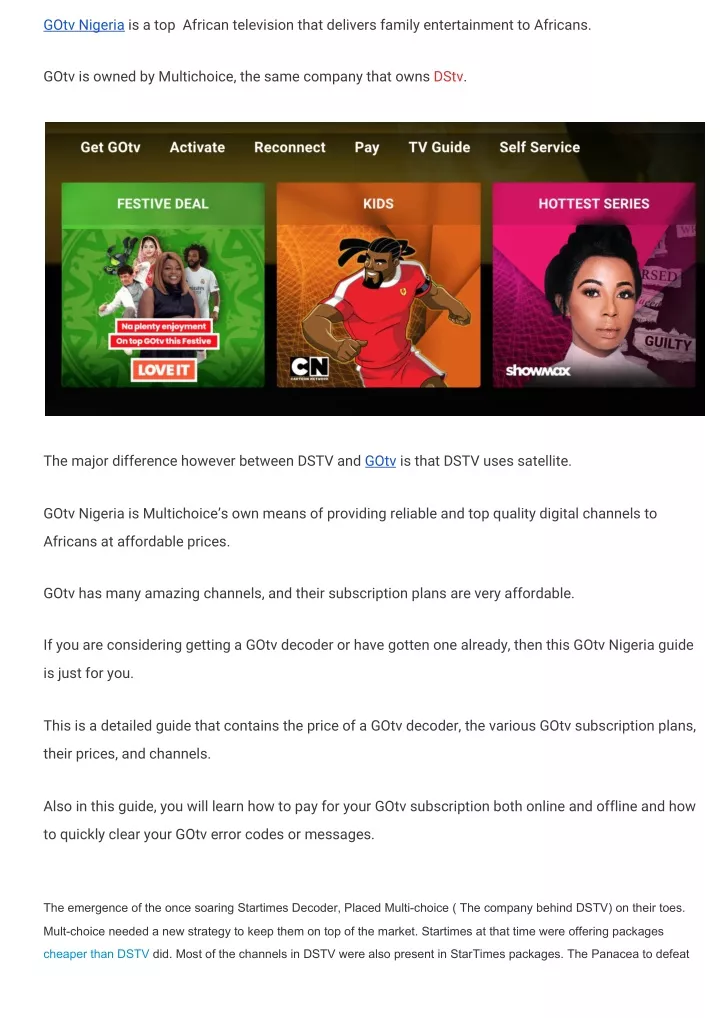 gotv nigeria is a top african television that