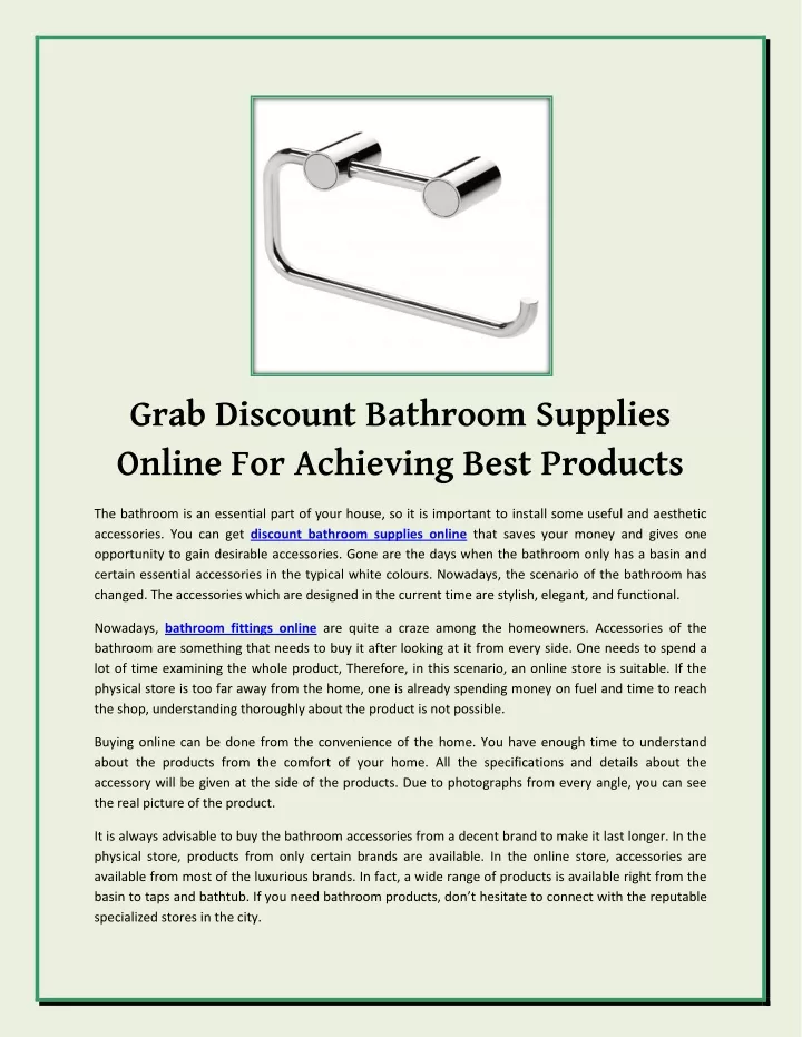 grab discount bathroom supplies online