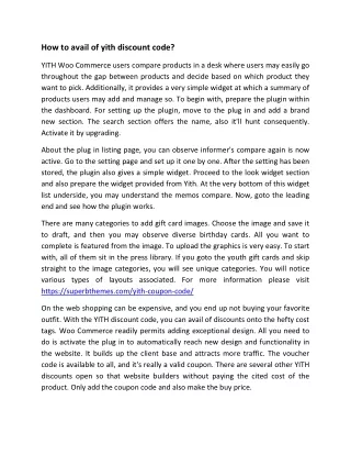 how to avail of yith discount code