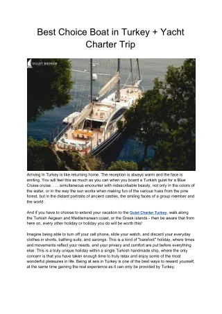 Best Choice Boat in Turkey   Yacht Charter Trip